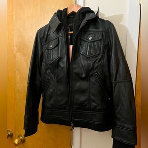 Quince 100% leather jacket with hood. New with tags.